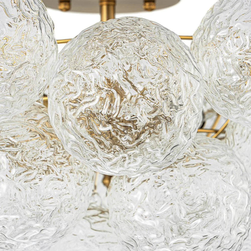 Cluster Rippled Textured Glass Bubble Semi Flush Chandelier - Image 14