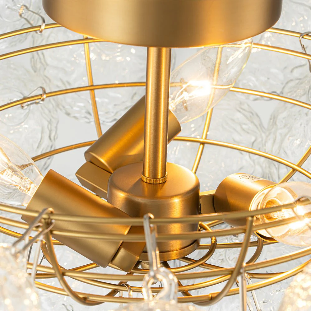 Cluster Rippled Textured Glass Bubble Semi Flush Chandelier - Image 17