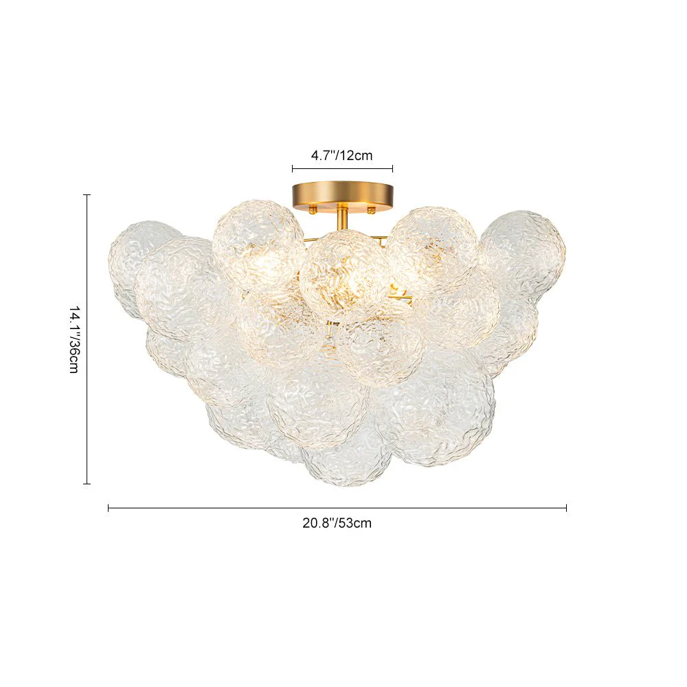 Cluster Rippled Textured Glass Bubble Semi Flush Chandelier - Image 20
