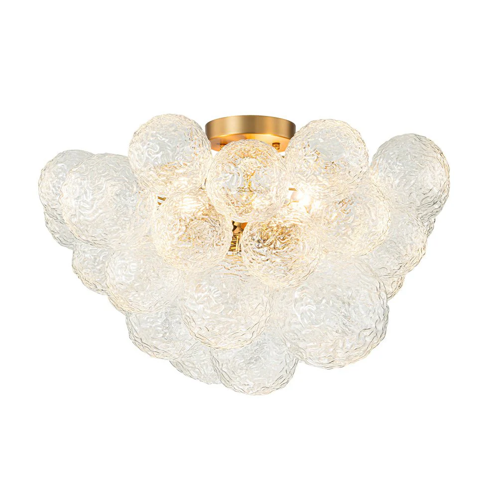 Cluster Rippled Textured Glass Bubble Semi Flush Chandelier - Image 3