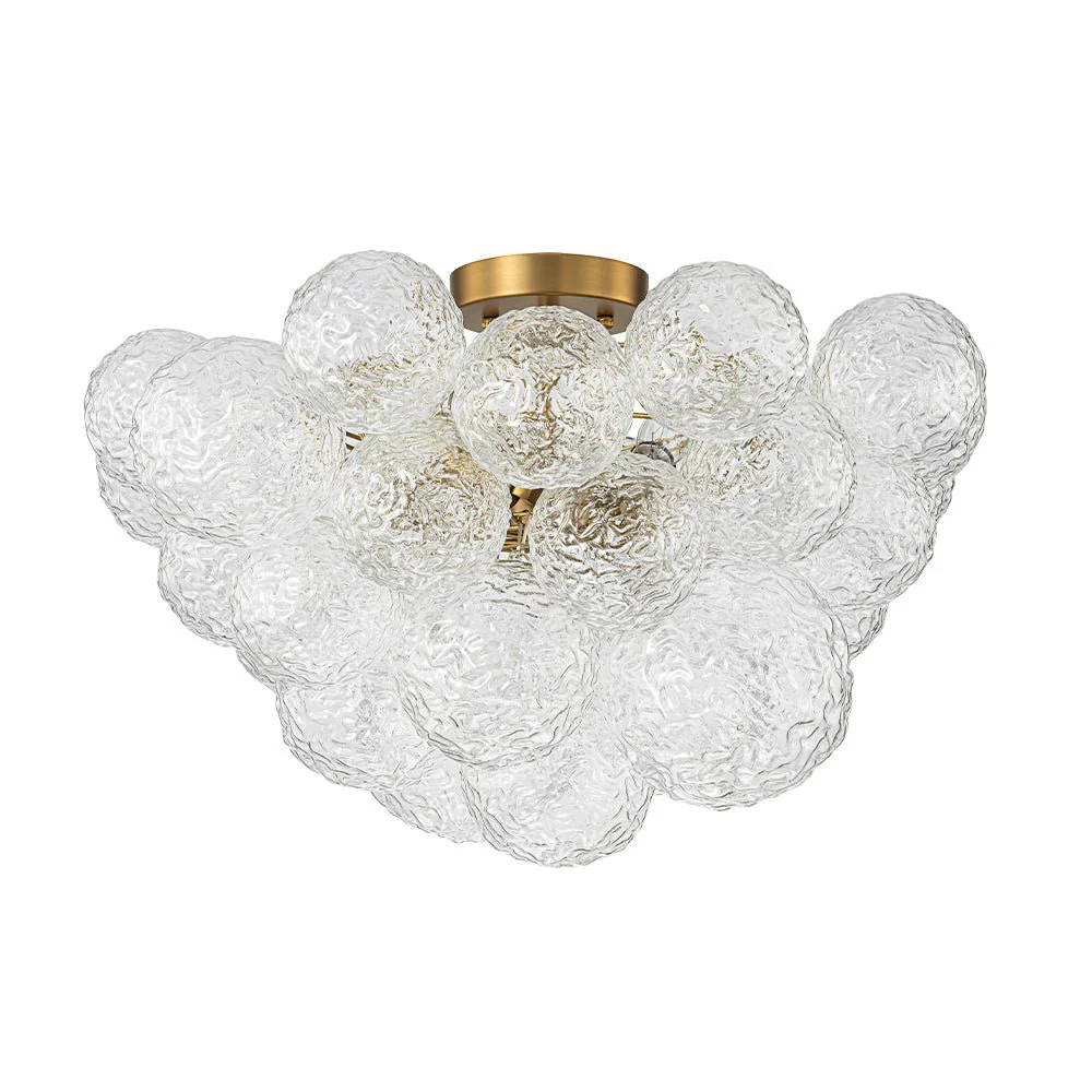 Cluster Rippled Textured Glass Bubble Semi Flush Chandelier - Image 4