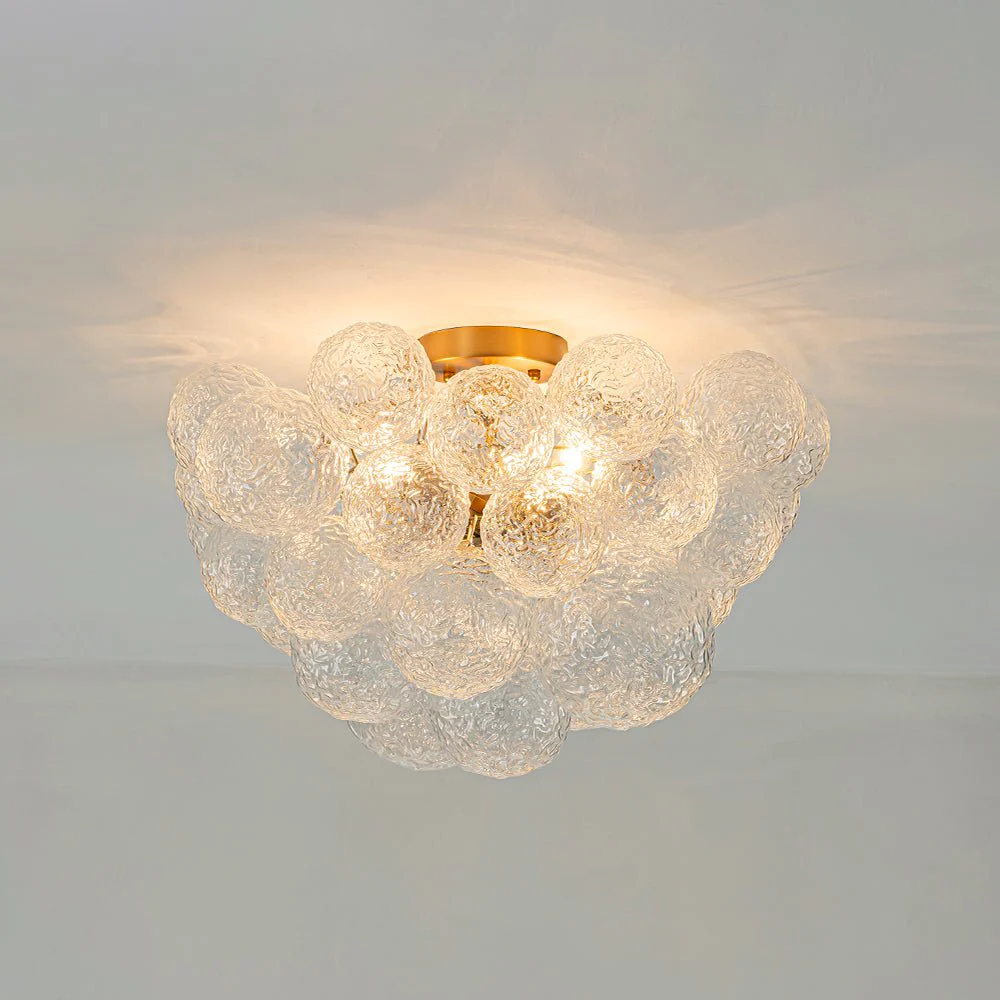 Cluster Rippled Textured Glass Bubble Semi Flush Chandelier - Image 5