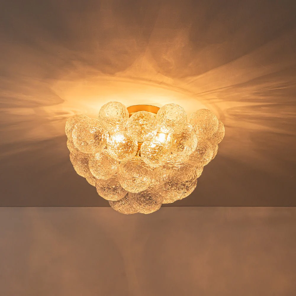 Cluster Rippled Textured Glass Bubble Semi Flush Chandelier - Image 6