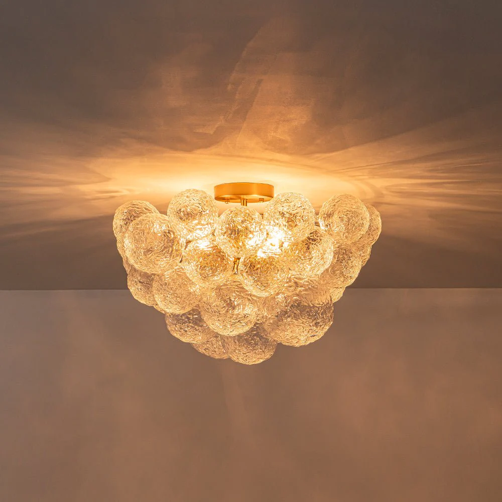 Cluster Rippled Textured Glass Bubble Semi Flush Chandelier - Image 7