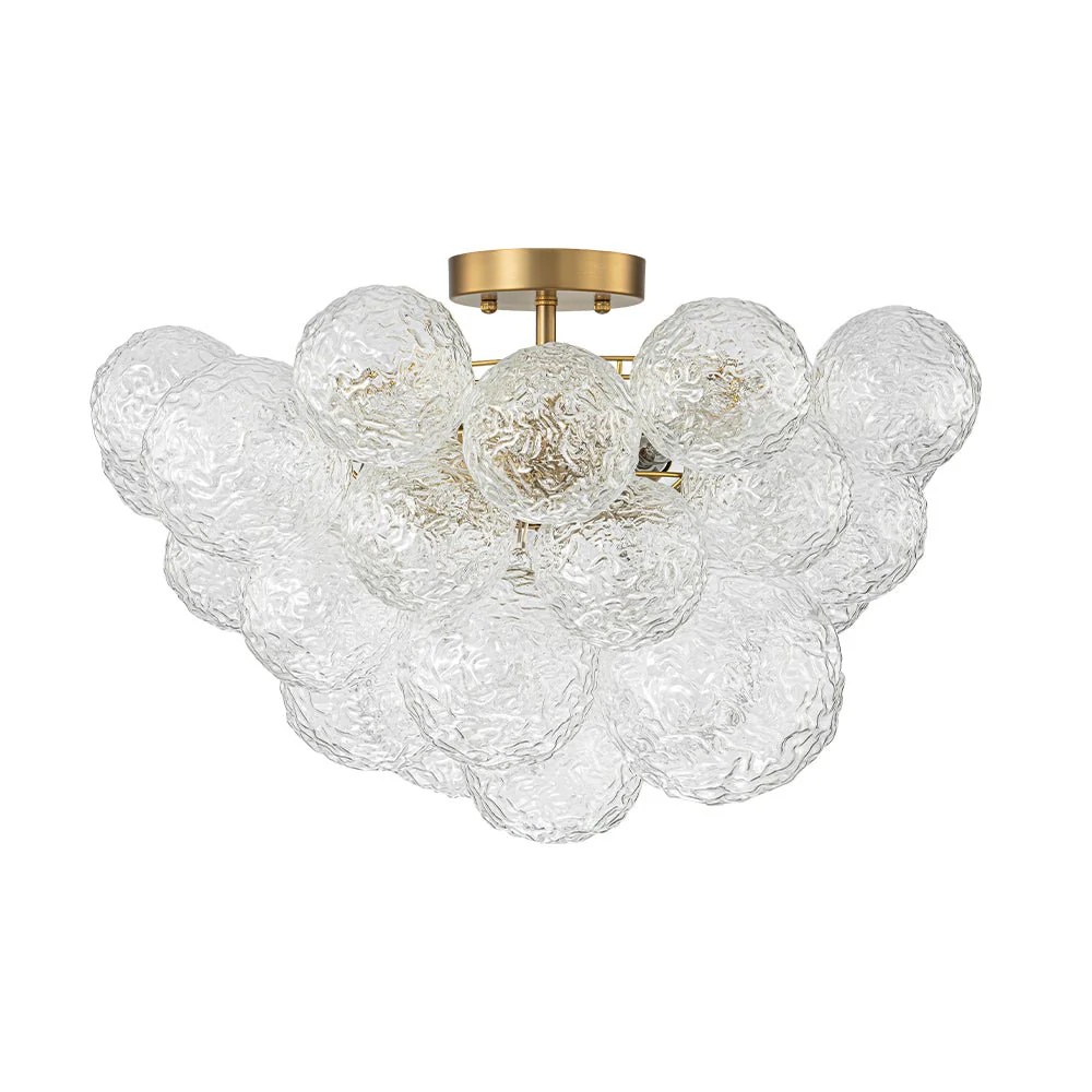Cluster Rippled Textured Glass Bubble Semi Flush Chandelier - Image 8