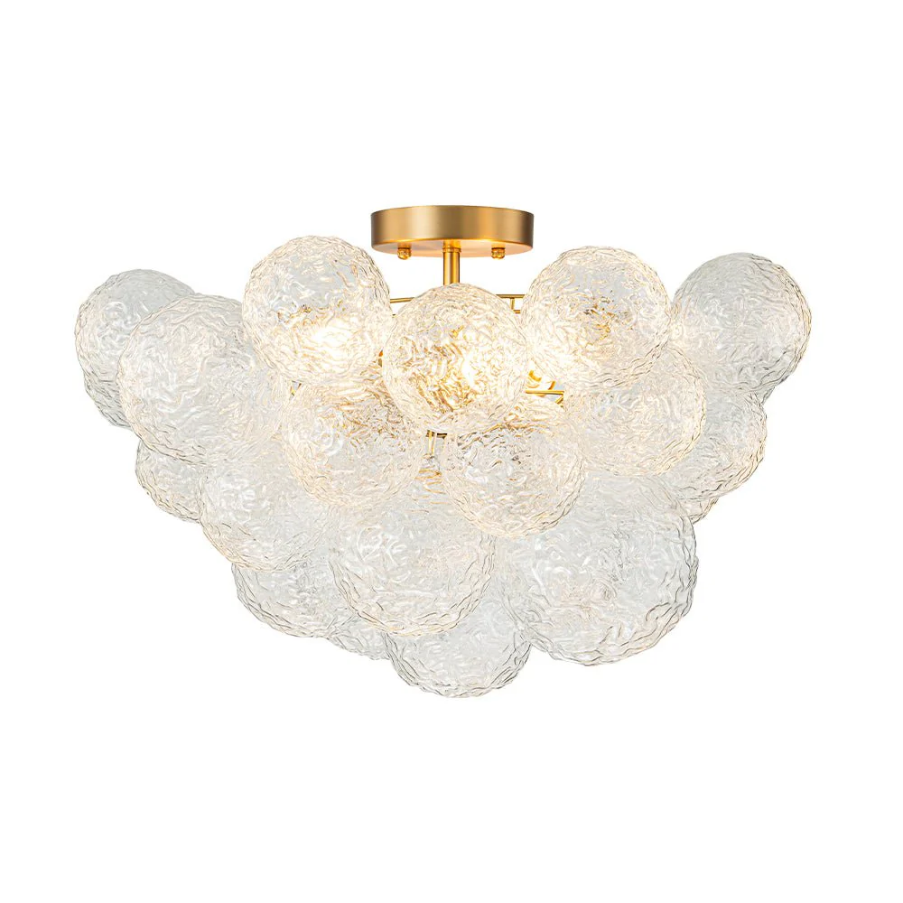 Cluster Rippled Textured Glass Bubble Semi Flush Chandelier - Image 9
