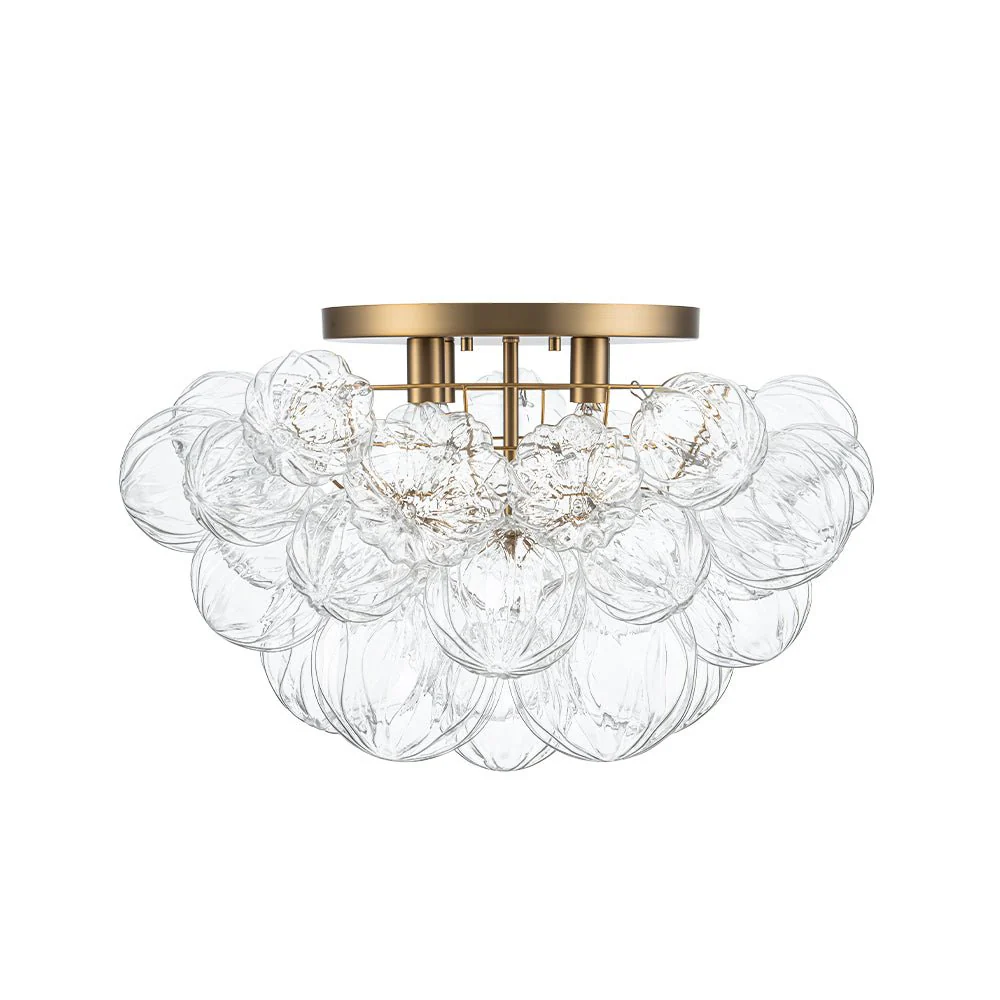 Cluster Sculpture Glass Bubble Round Semi Flush Chandelier - Image 10
