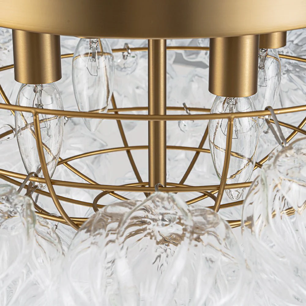 Cluster Sculpture Glass Bubble Round Semi Flush Chandelier - Image 13