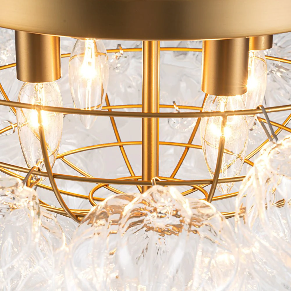 Cluster Sculpture Glass Bubble Round Semi Flush Chandelier - Image 14