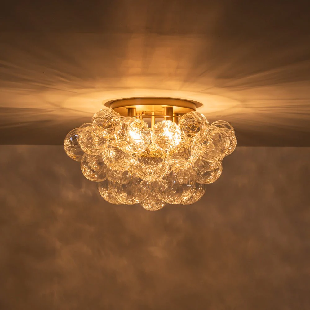 Cluster Sculpture Glass Bubble Round Semi Flush Chandelier - Image 3