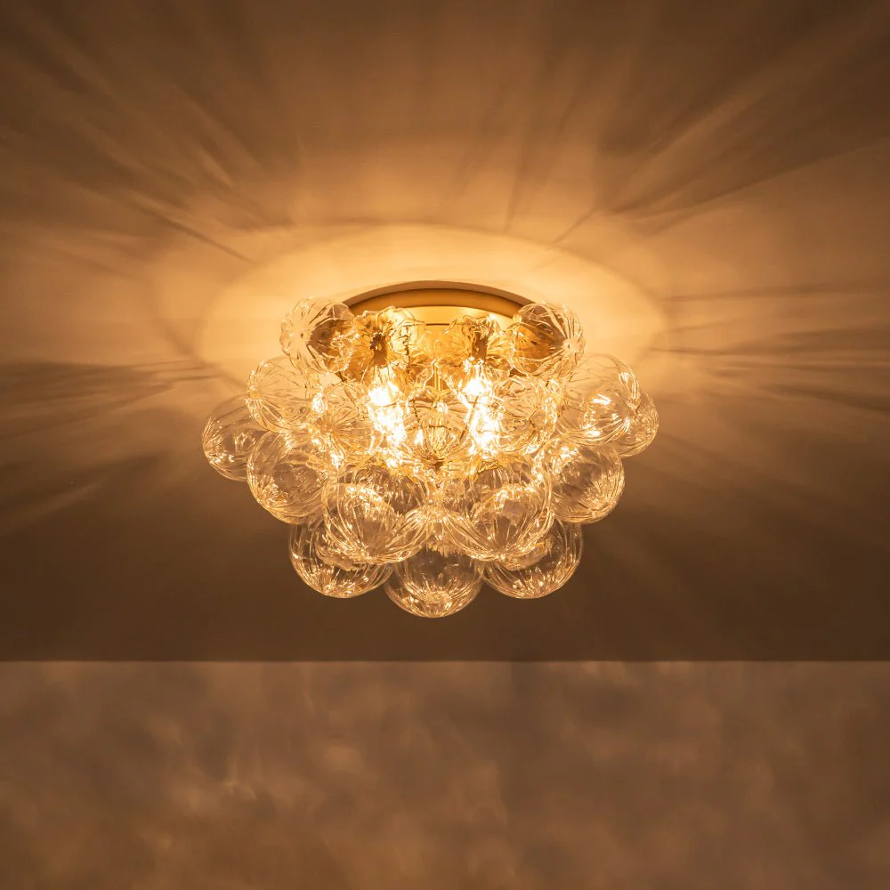 Cluster Sculpture Glass Bubble Round Semi Flush Chandelier - Image 4