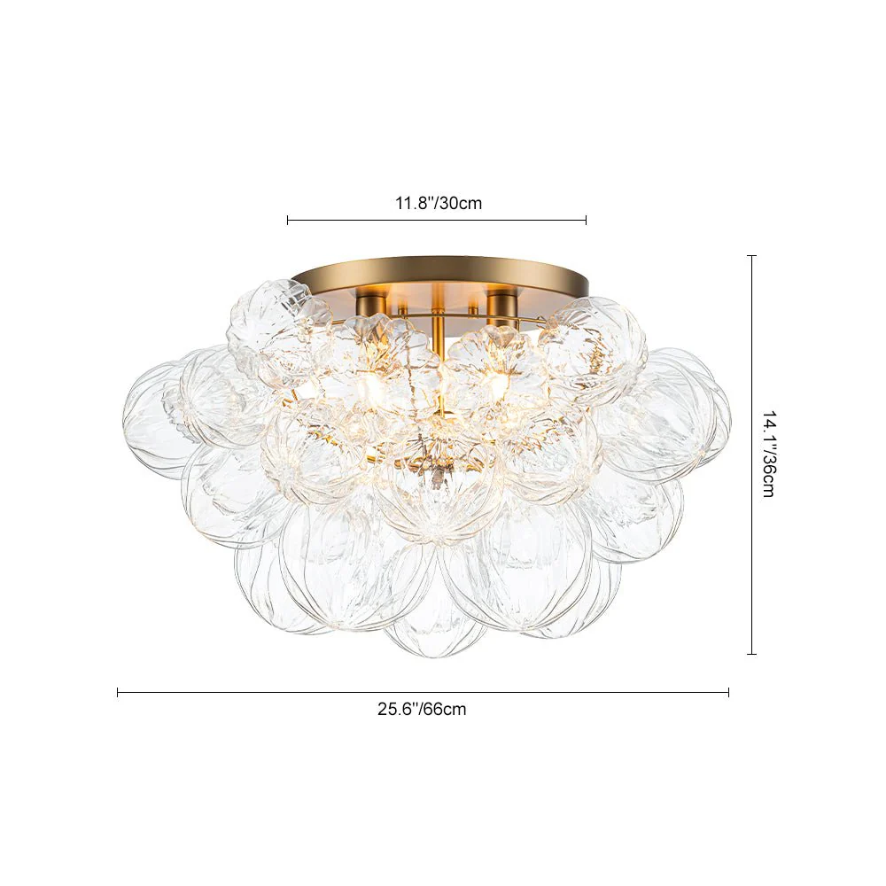 Cluster Sculpture Glass Bubble Round Semi Flush Chandelier - Image 5