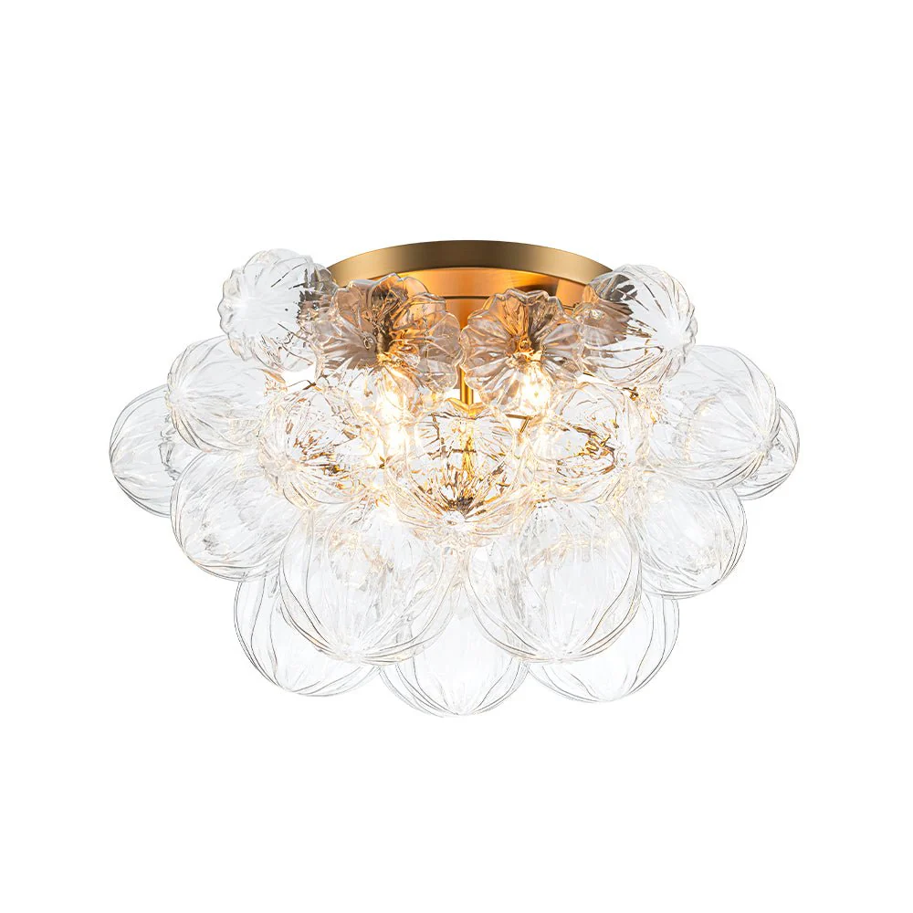 Cluster Sculpture Glass Bubble Round Semi Flush Chandelier - Image 7