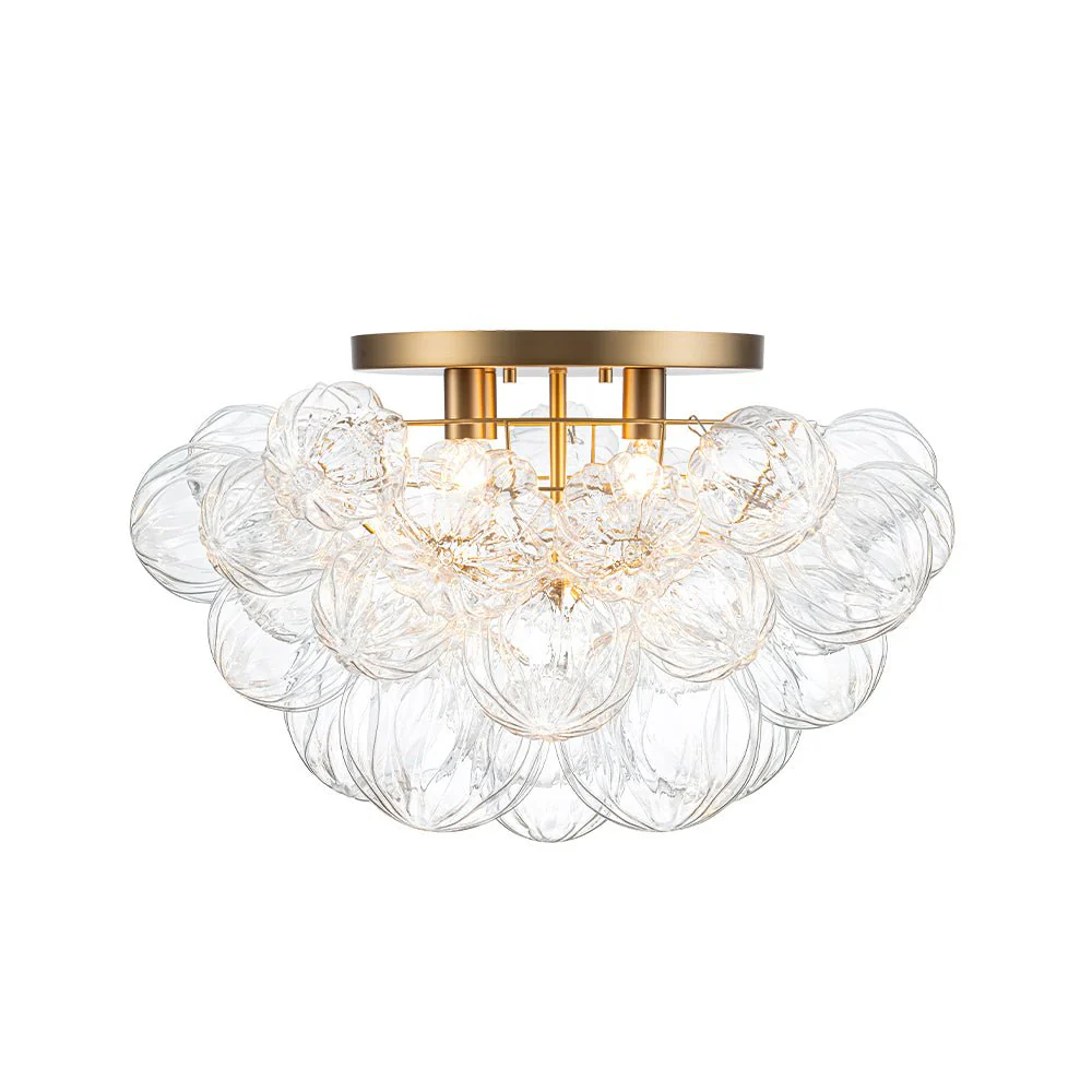 Cluster Sculpture Glass Bubble Round Semi Flush Chandelier - Image 9