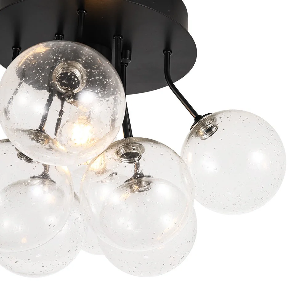 Cluster Seeded Glass Globe Bubble Round Semi Flush Mount - Image 10