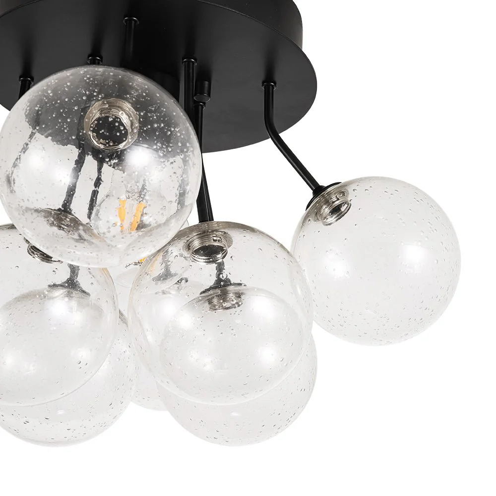 Cluster Seeded Glass Globe Bubble Round Semi Flush Mount - Image 11