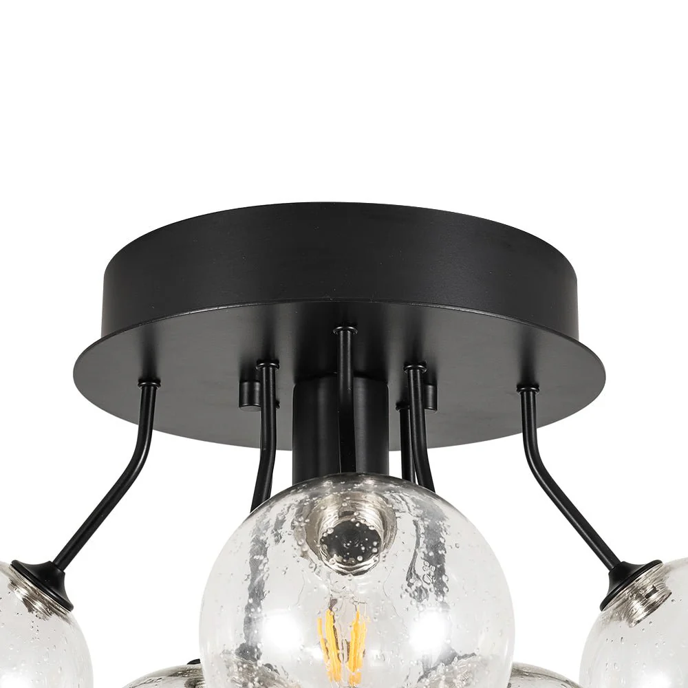 Cluster Seeded Glass Globe Bubble Round Semi Flush Mount - Image 12