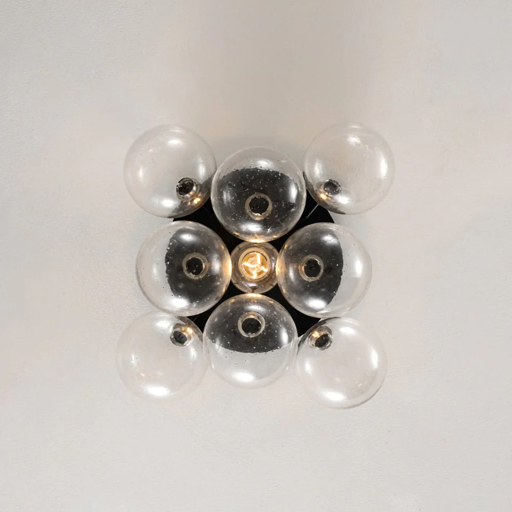 Cluster Seeded Glass Globe Bubble Round Semi Flush Mount - Image 13