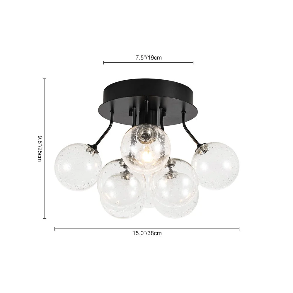 Cluster Seeded Glass Globe Bubble Round Semi Flush Mount - Image 14