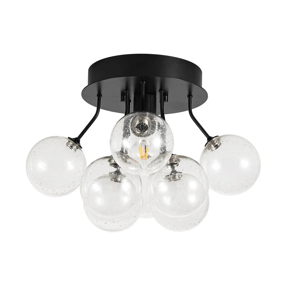 Cluster Seeded Glass Globe Bubble Round Semi Flush Mount - Image 4