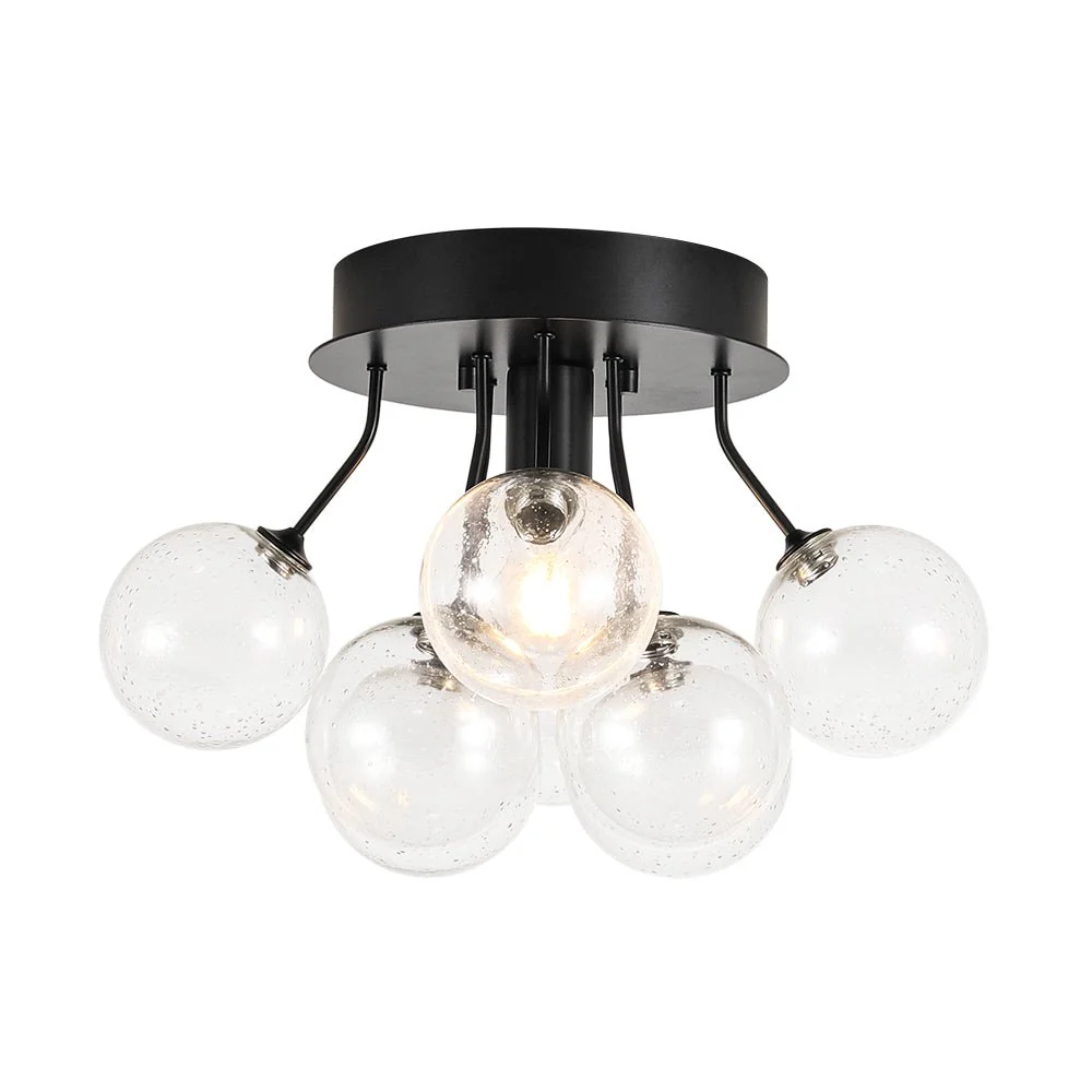 Cluster Seeded Glass Globe Bubble Round Semi Flush Mount - Image 5