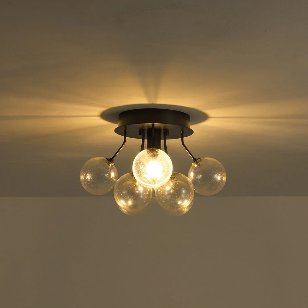 Cluster Seeded Glass Globe Bubble Round Semi Flush Mount - Image 7