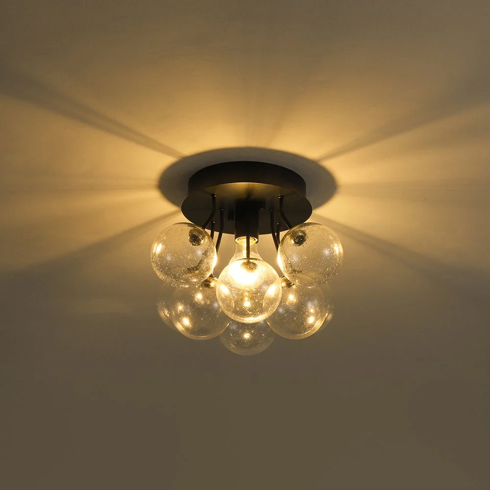 Cluster Seeded Glass Globe Bubble Round Semi Flush Mount - Image 8