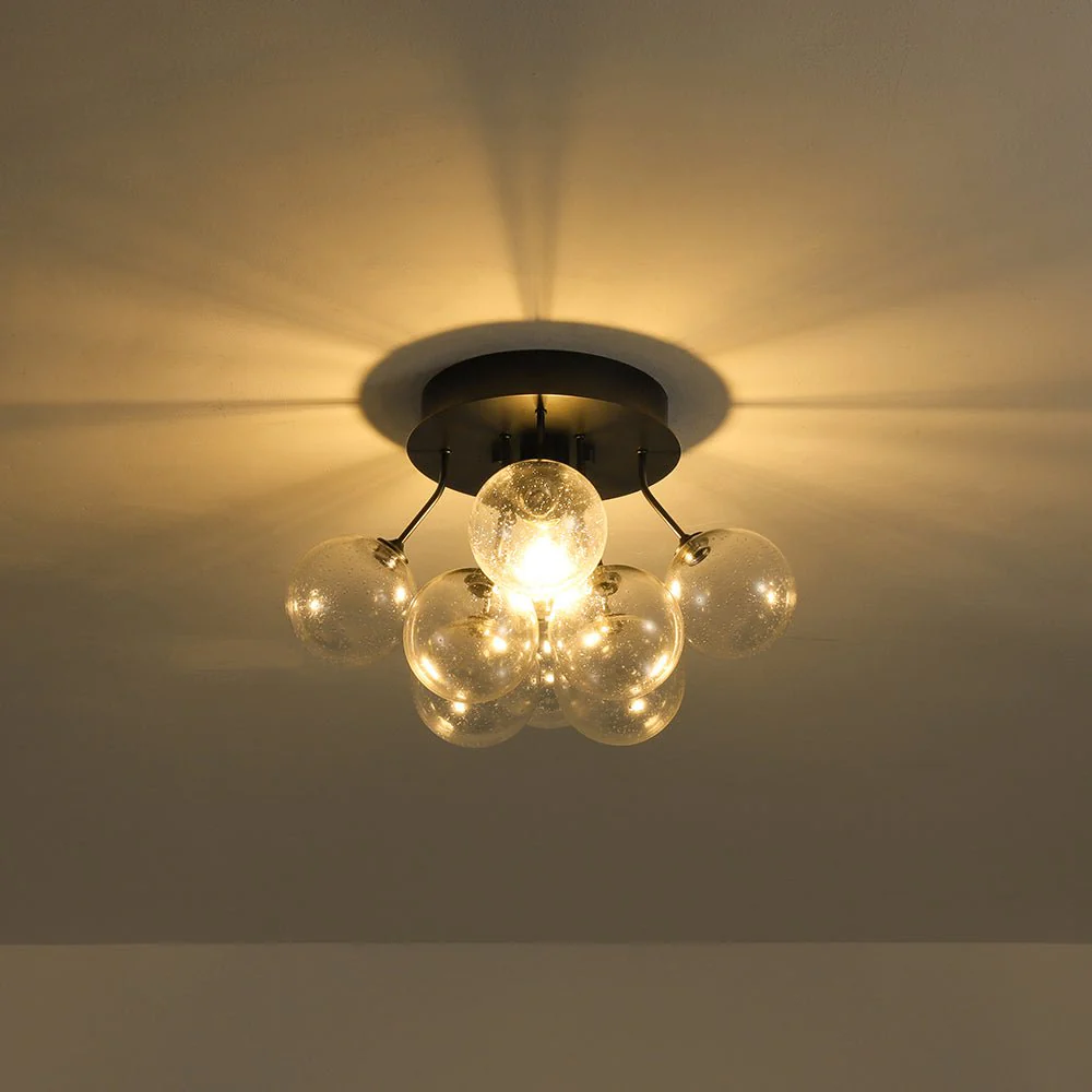 Cluster Seeded Glass Globe Bubble Round Semi Flush Mount - Image 9