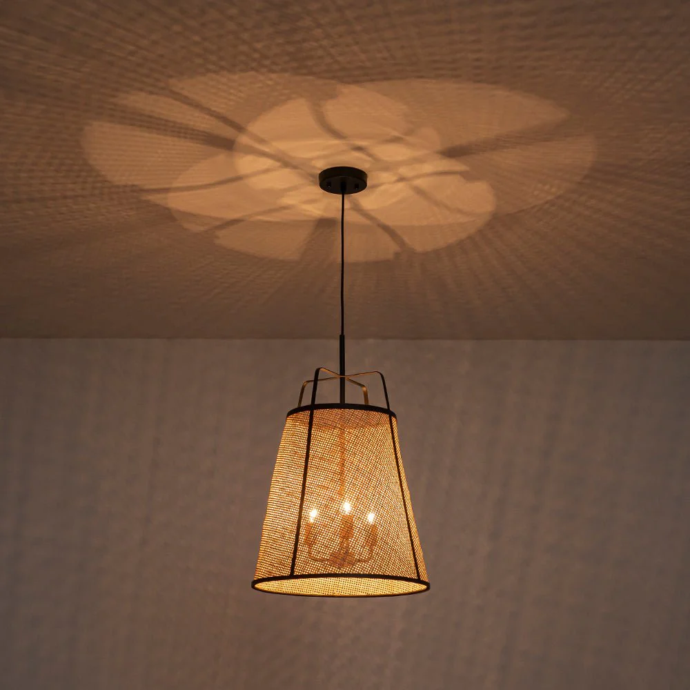 Coastal Woven Rattan Conical Lantern Pendant Light - Image 10