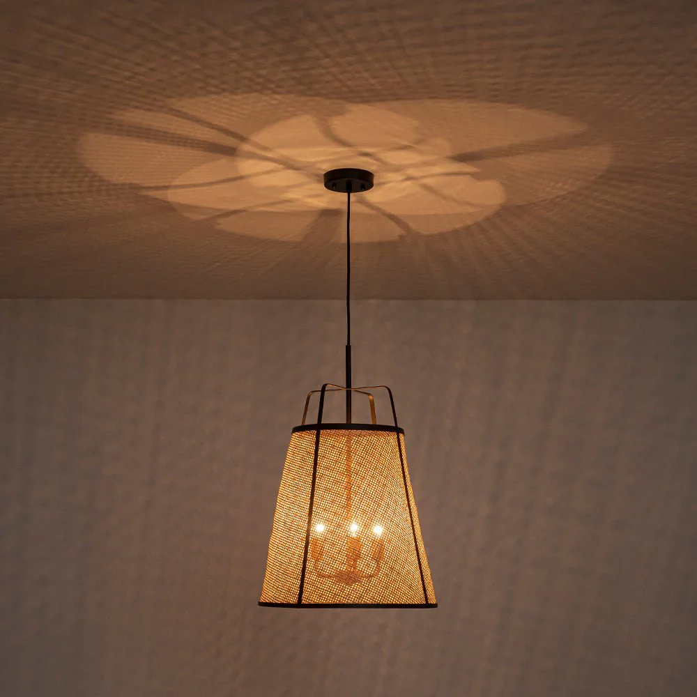 Coastal Woven Rattan Conical Lantern Pendant Light - Image 11