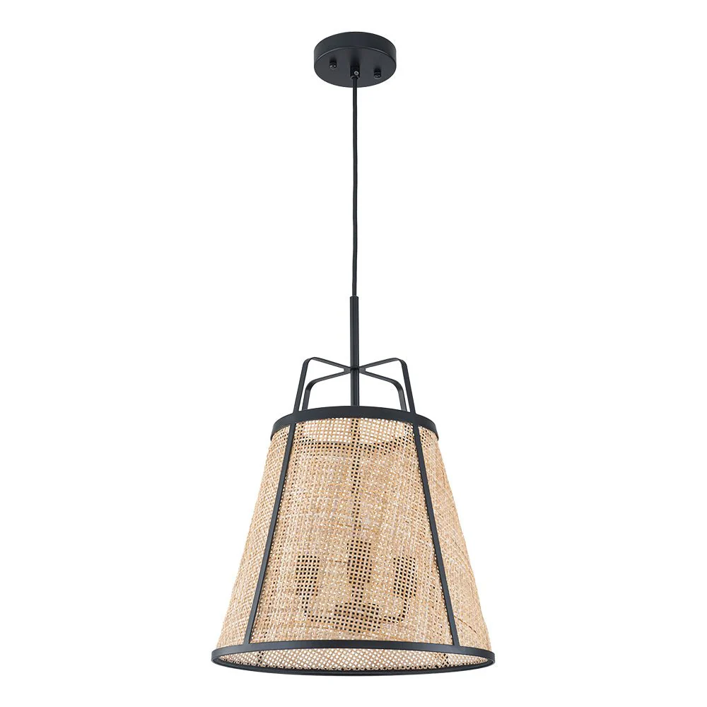 Coastal Woven Rattan Conical Lantern Pendant Light - Image 12