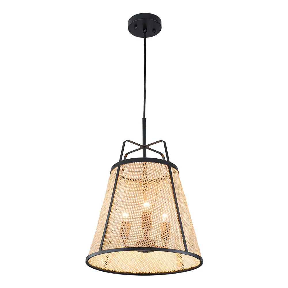Coastal Woven Rattan Conical Lantern Pendant Light - Image 13