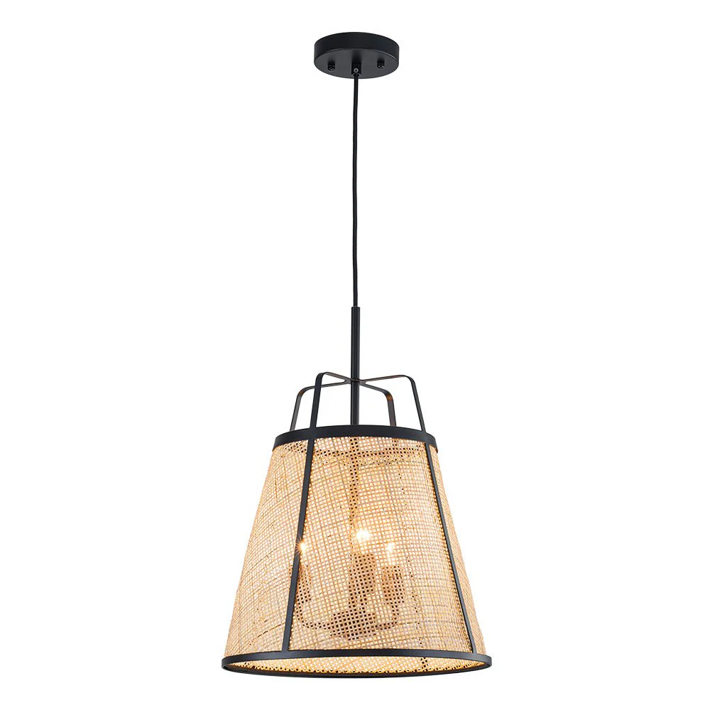 Coastal Woven Rattan Conical Lantern Pendant Light - Image 14
