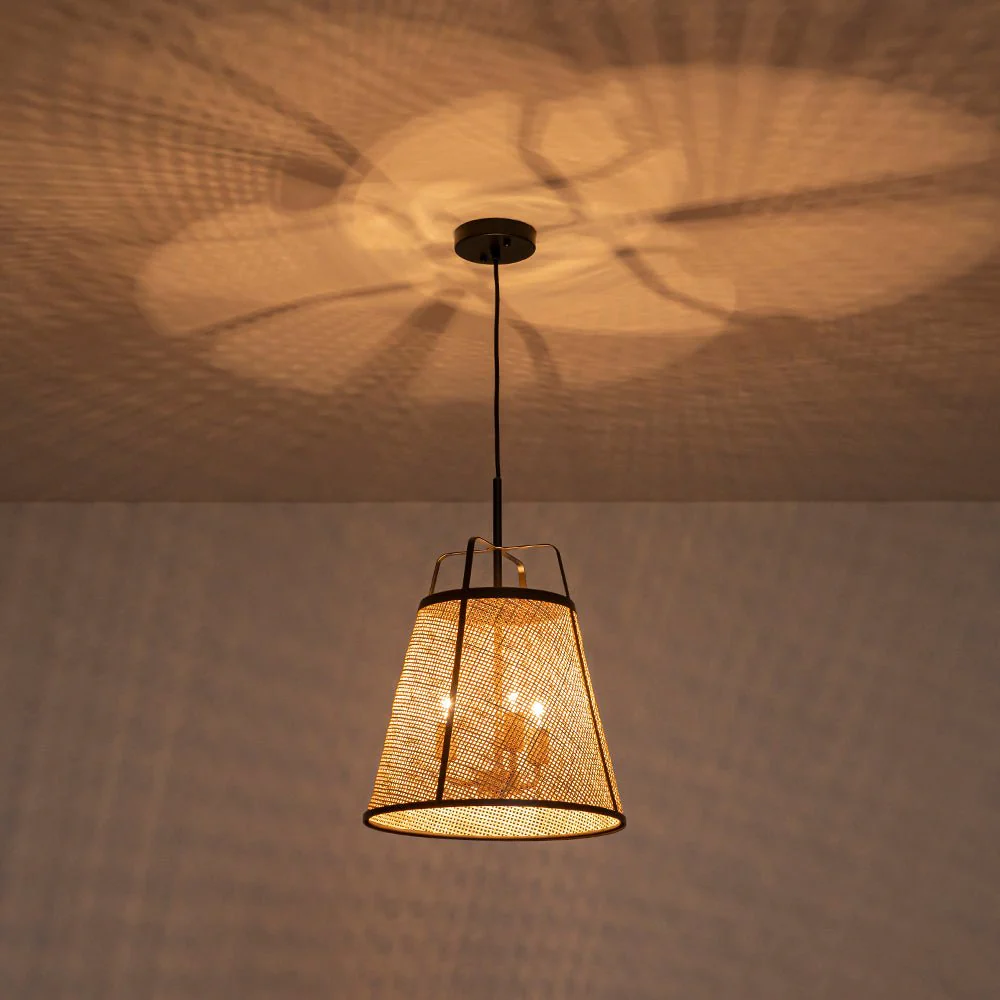 Coastal Woven Rattan Conical Lantern Pendant Light - Image 15