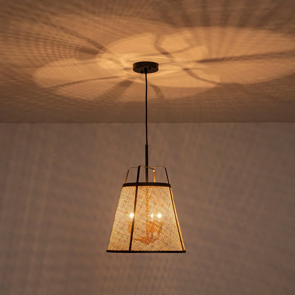 Coastal Woven Rattan Conical Lantern Pendant Light - Image 16