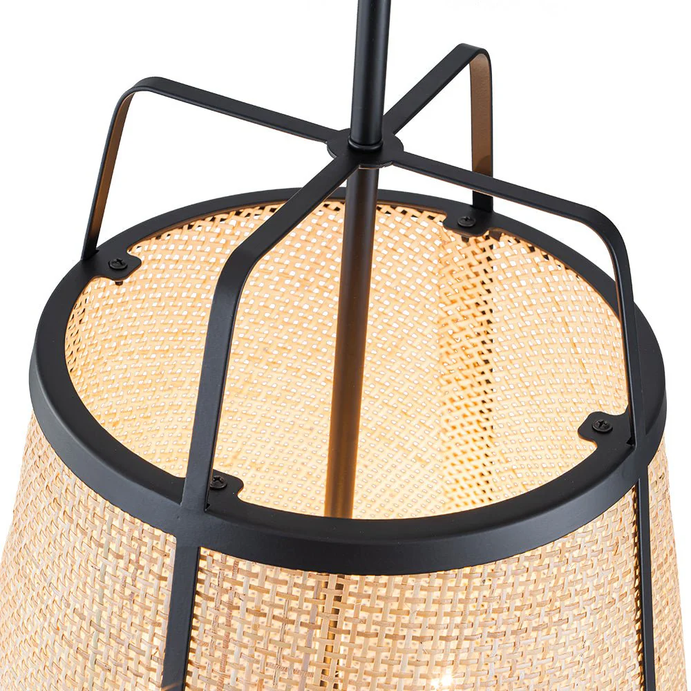 Coastal Woven Rattan Conical Lantern Pendant Light - Image 19