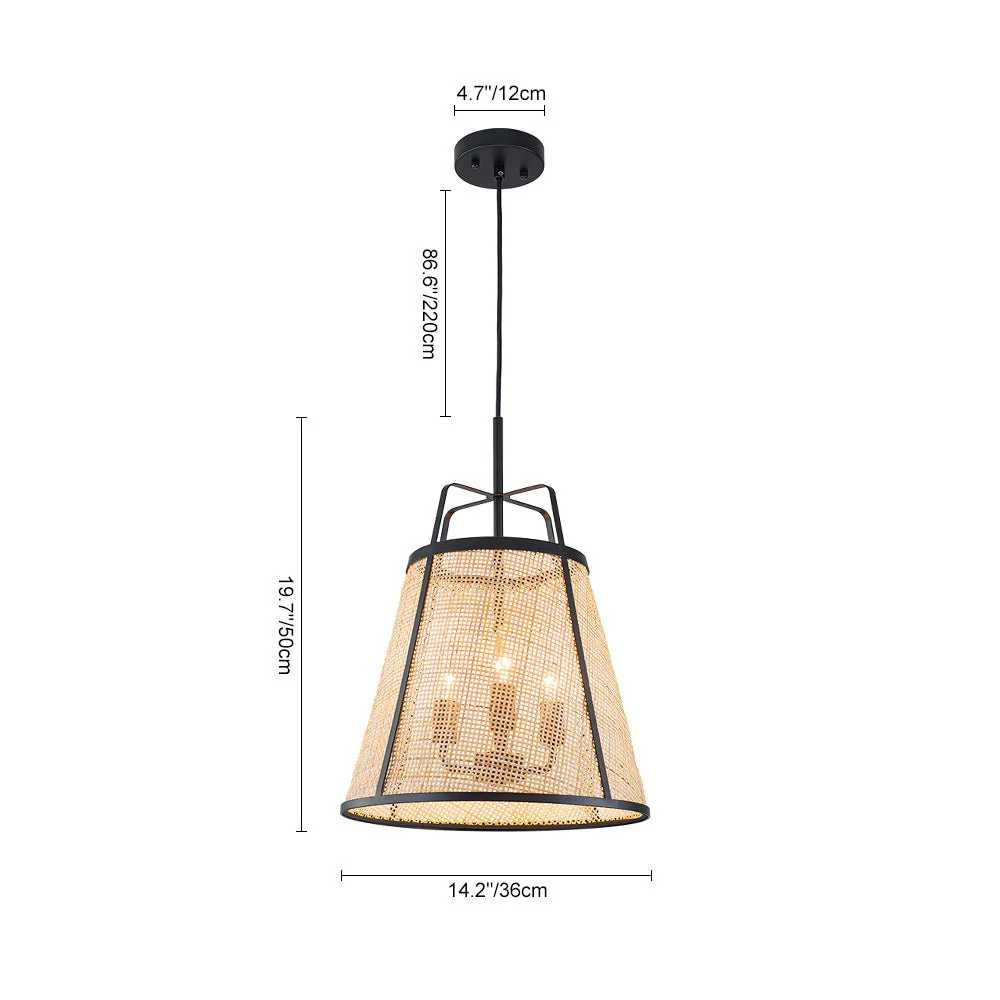 Coastal Woven Rattan Conical Lantern Pendant Light - Image 5