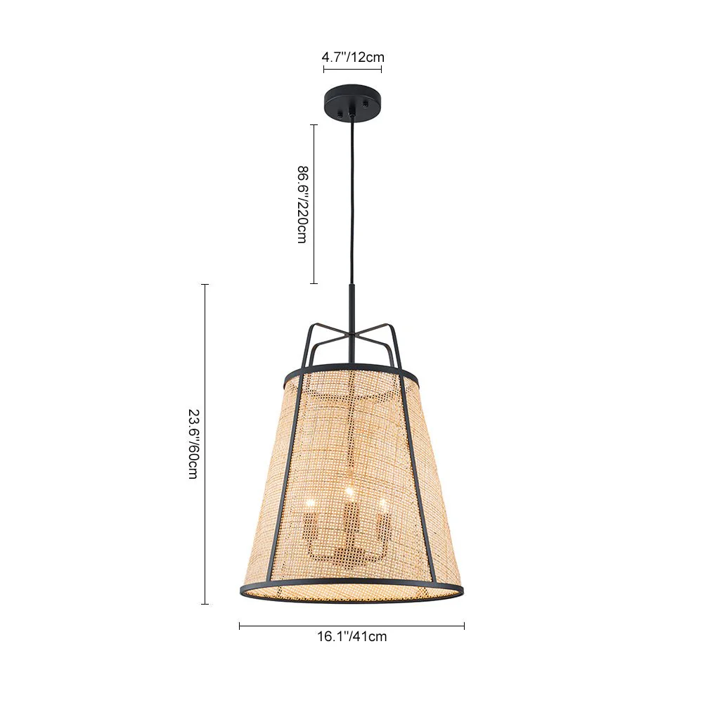 Coastal Woven Rattan Conical Lantern Pendant Light - Image 6