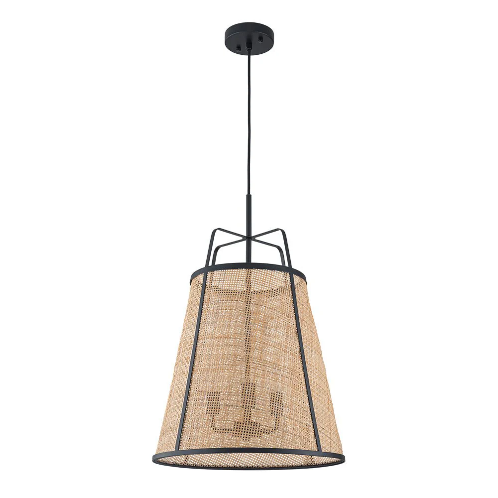 Coastal Woven Rattan Conical Lantern Pendant Light - Image 7