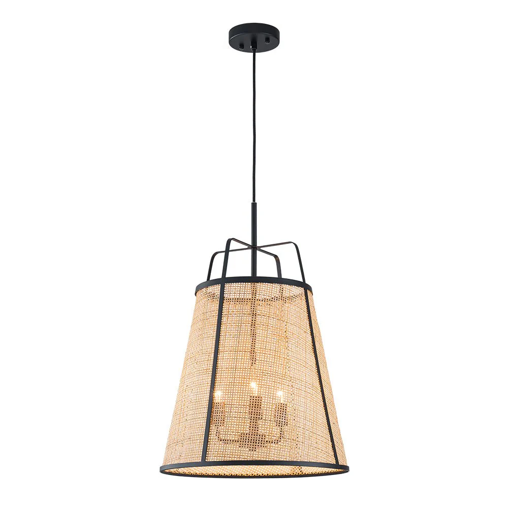 Coastal Woven Rattan Conical Lantern Pendant Light - Image 8