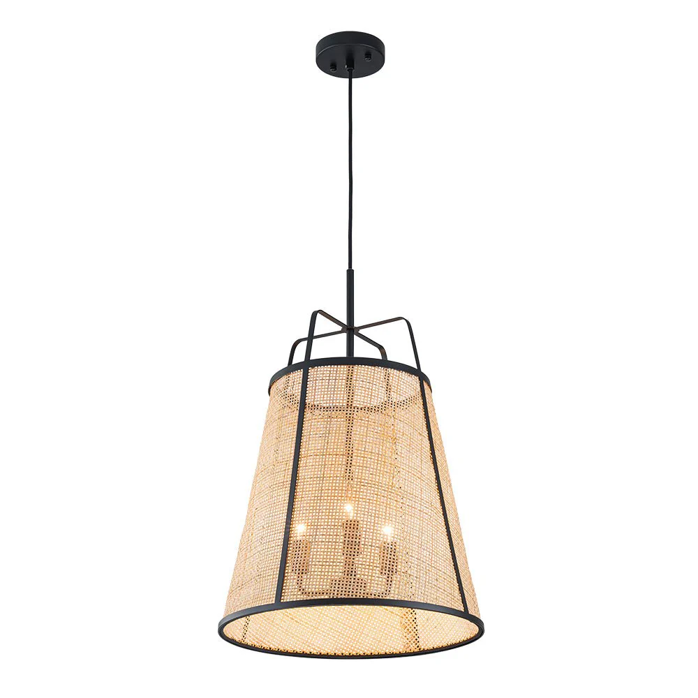 Coastal Woven Rattan Conical Lantern Pendant Light - Image 9