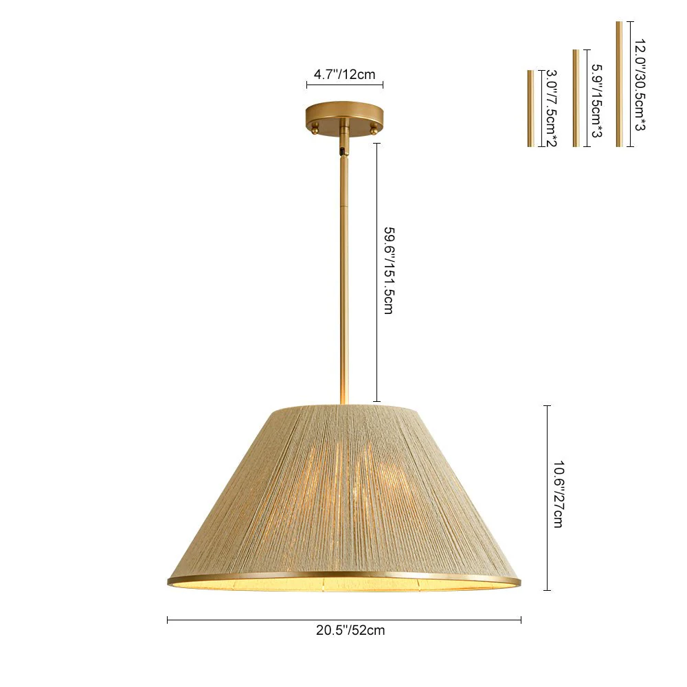 Brass Conical Woven Thread Cage Pendant Light - Image 14