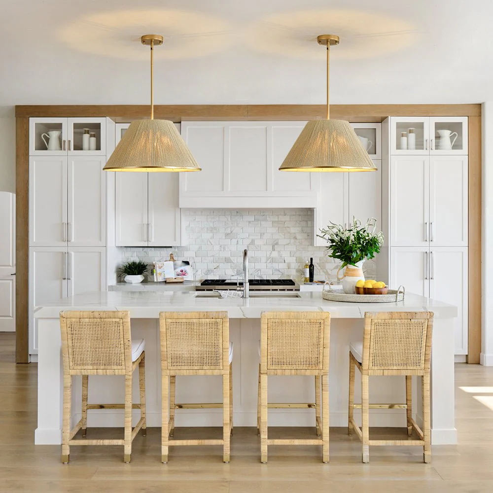Brass Conical Woven Thread Cage Pendant Light - Image 2