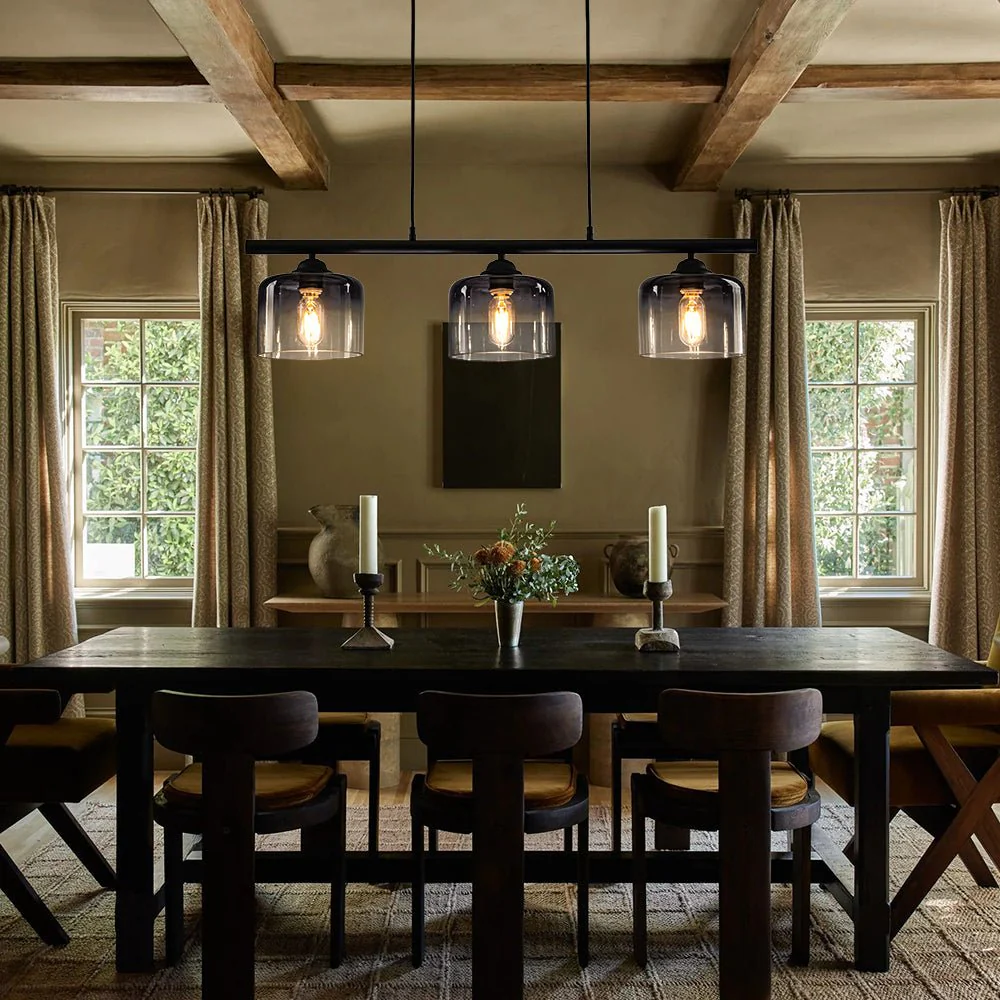Contemporary 3-Light Gradual Smoked Glass Island Chandelier - Image 2