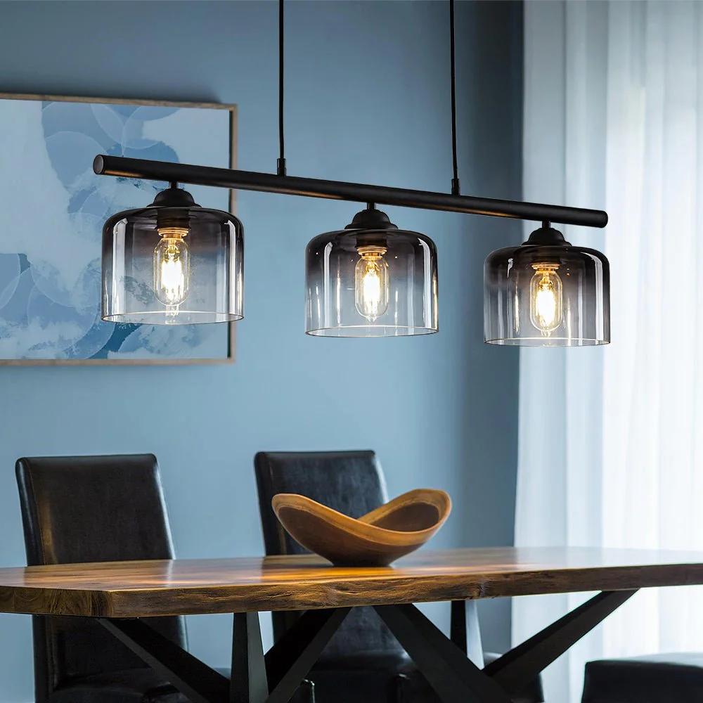 Contemporary 3-Light Gradual Smoked Glass Island Chandelier - Image 4