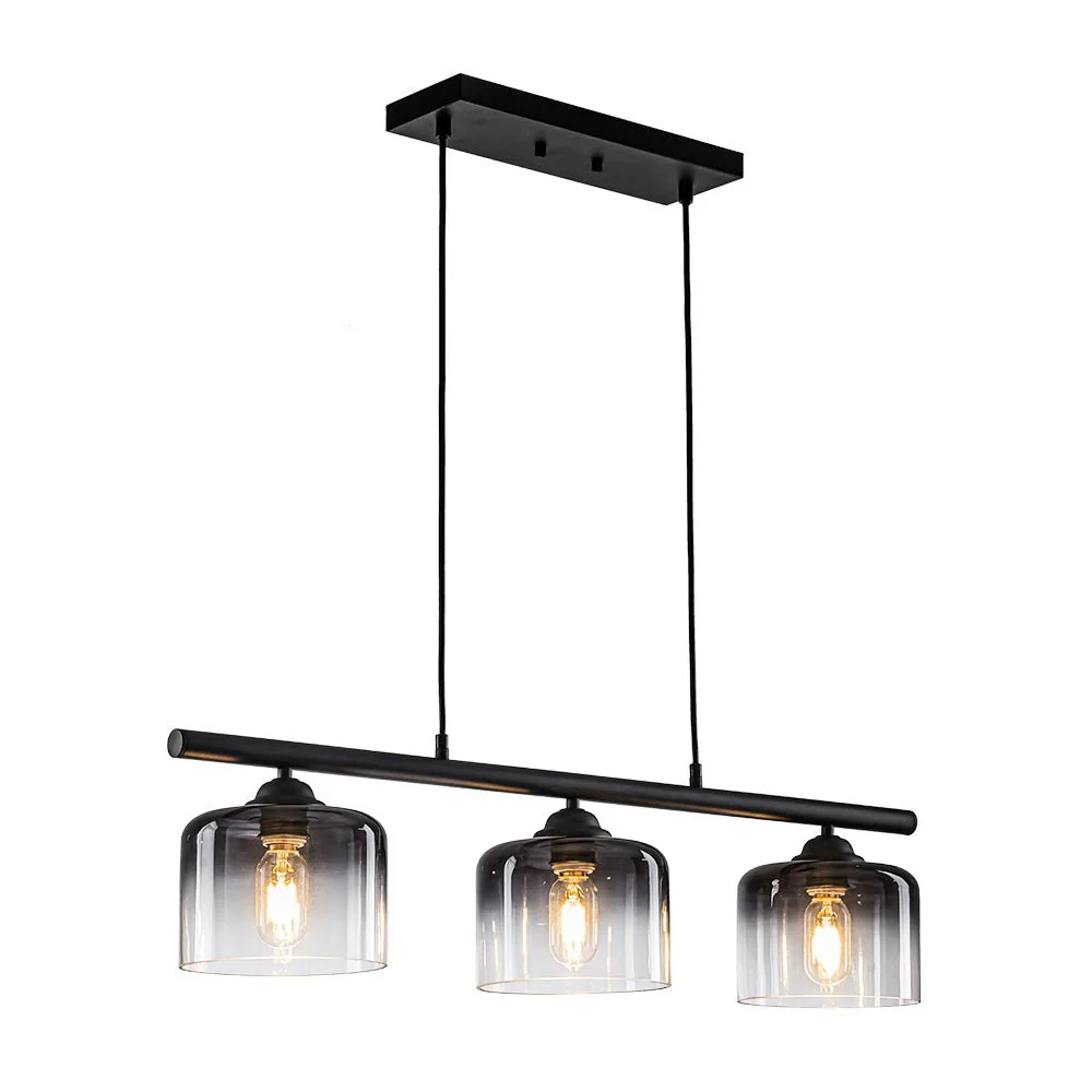 Contemporary 3-Light Gradual Smoked Glass Island Chandelier - Image 7