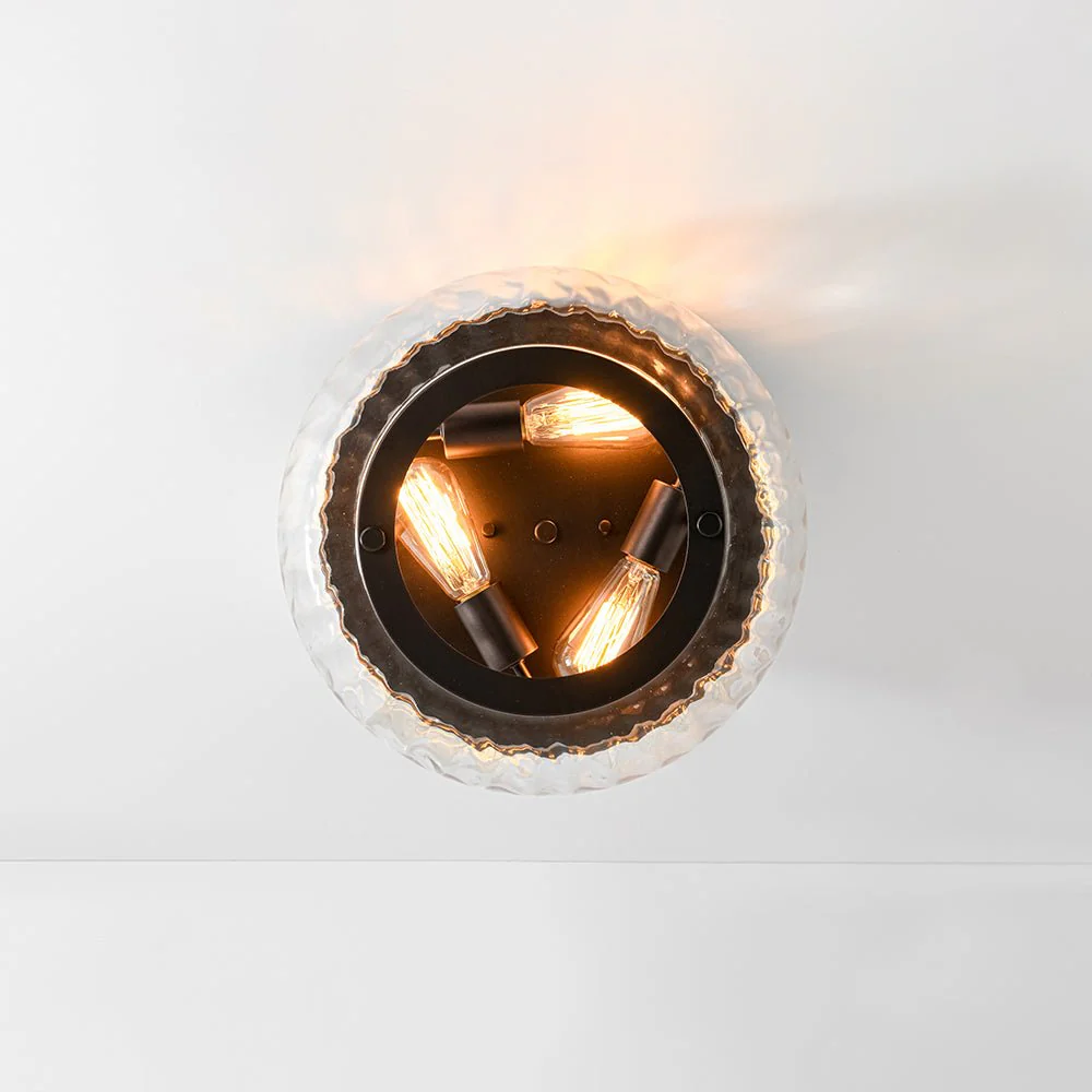 Contemporary Clear Striped Glass Round Flush Mount Light - Image 12