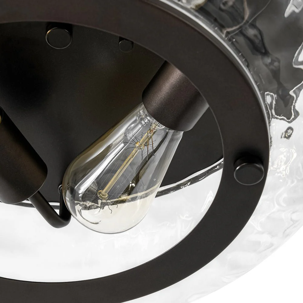 Contemporary Clear Striped Glass Round Flush Mount Light - Image 14