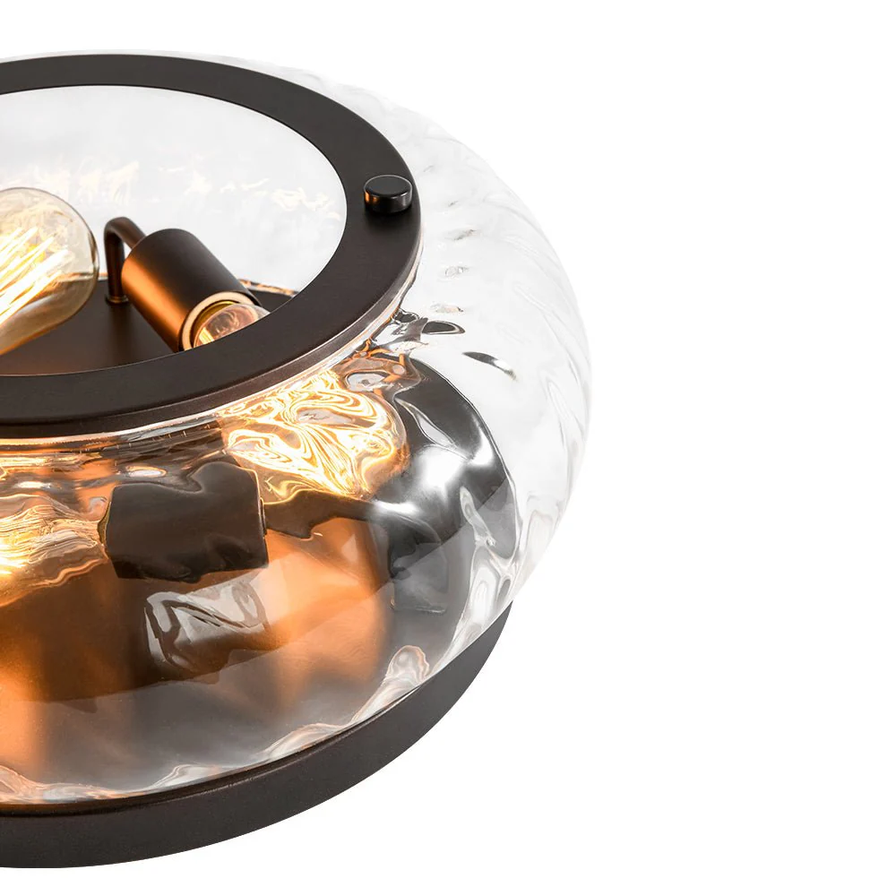 Contemporary Clear Striped Glass Round Flush Mount Light - Image 15