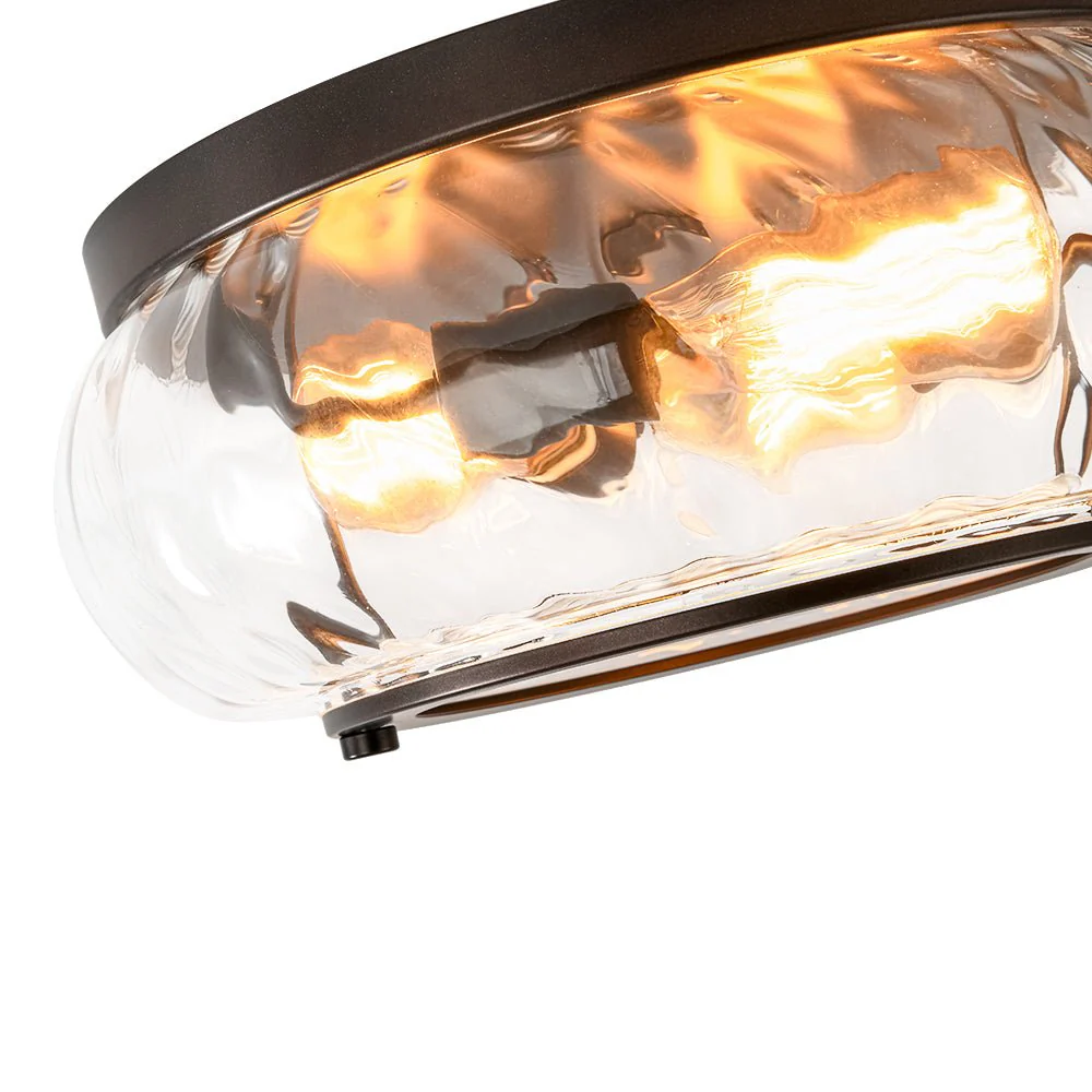 Contemporary Clear Striped Glass Round Flush Mount Light - Image 16